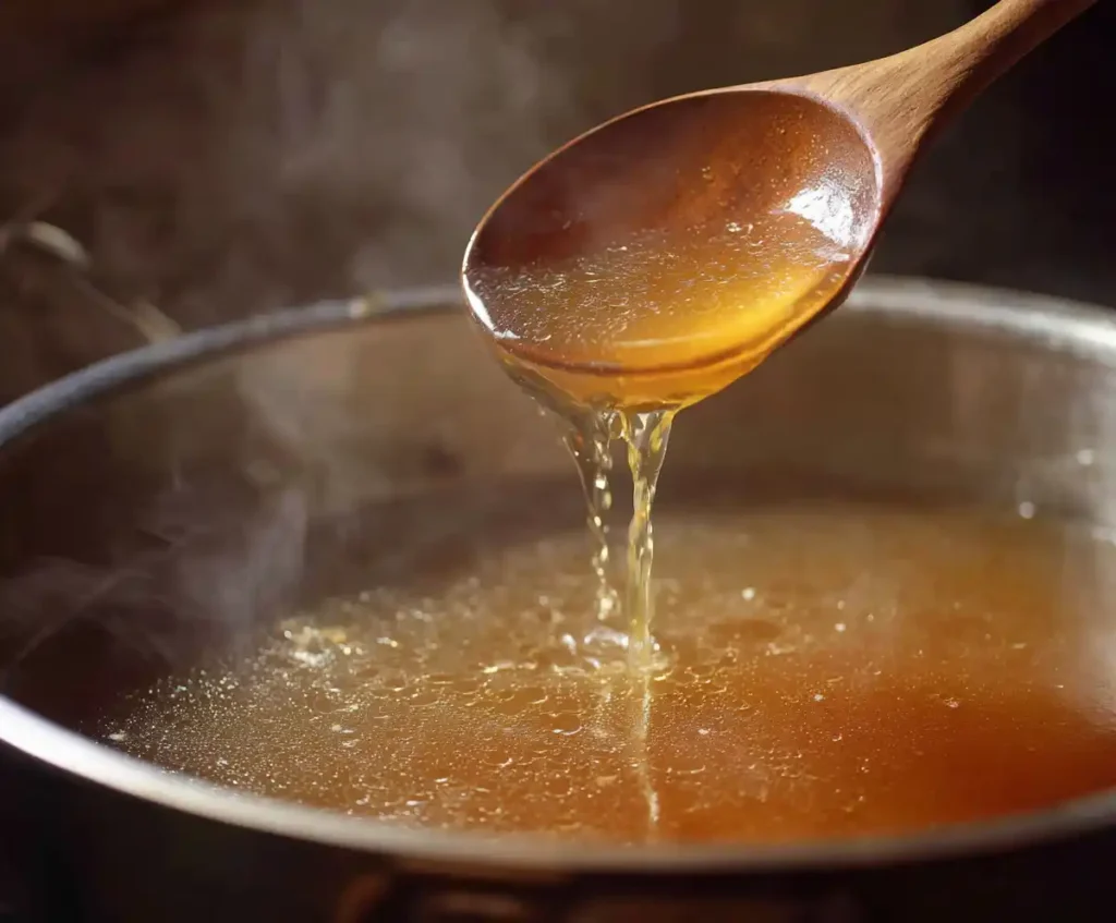 Deglazing pressure cooker pot with broth for stew