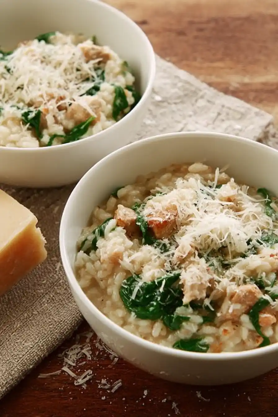 Pressure Cooker Risotto with Chicken, Spinach & Parmesan