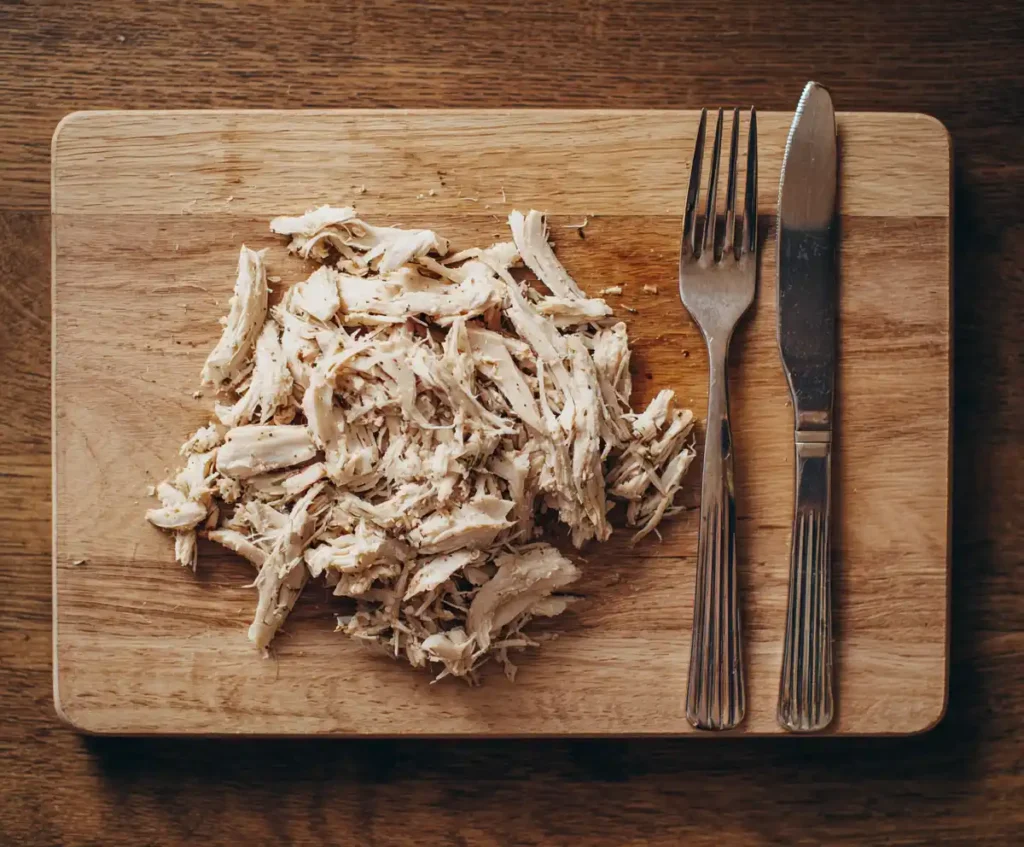 Shredding chicken for Instant Pot Chicken Noodle Soup