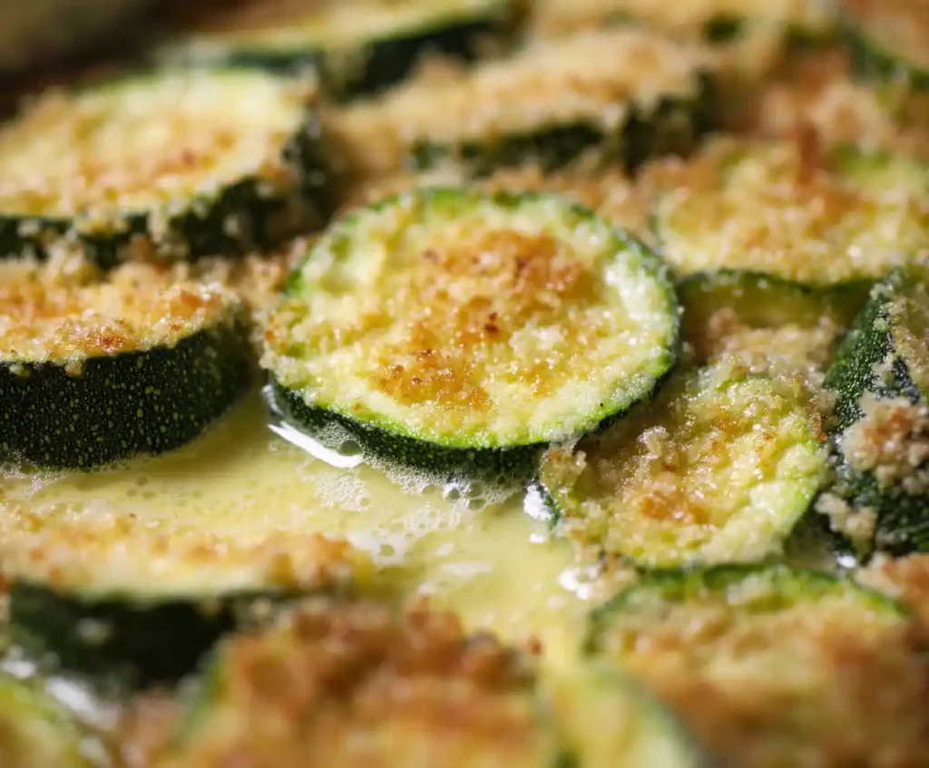 Zucchini slice dipped in egg wash for air fryer chips