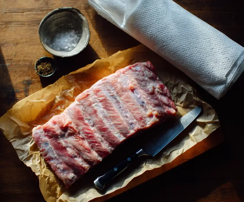 Removing membrane from raw pork ribs before seasoning for Instant Pot ribs