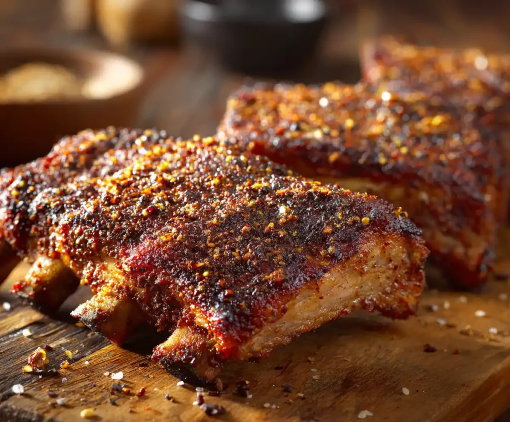 Pork ribs seasoned with dry rub mix for Instant Pot ribs