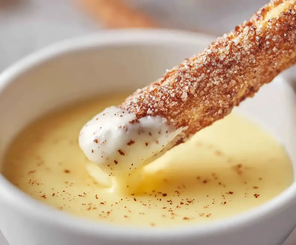 Bread stick dipped in egg custard for French toast sticks