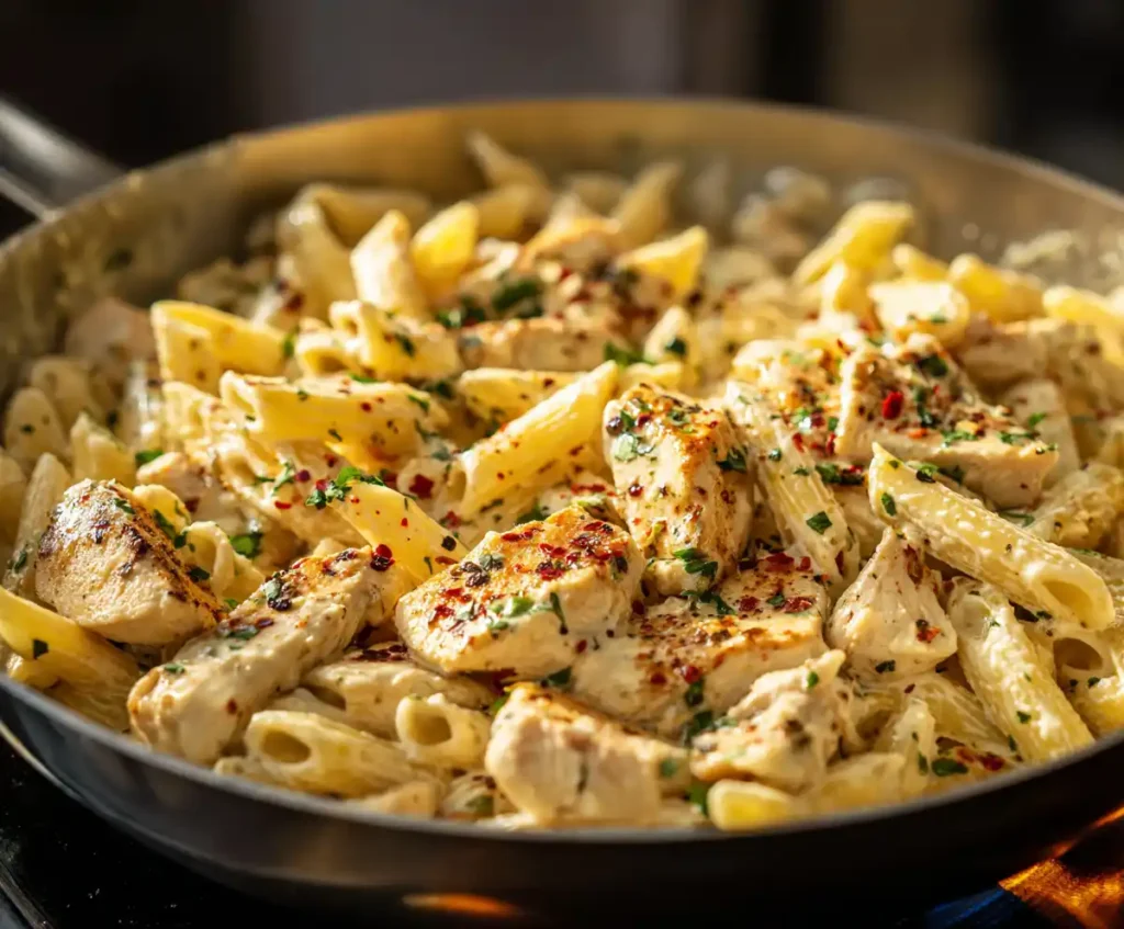 Cajun chicken and pasta tossed in creamy sauce