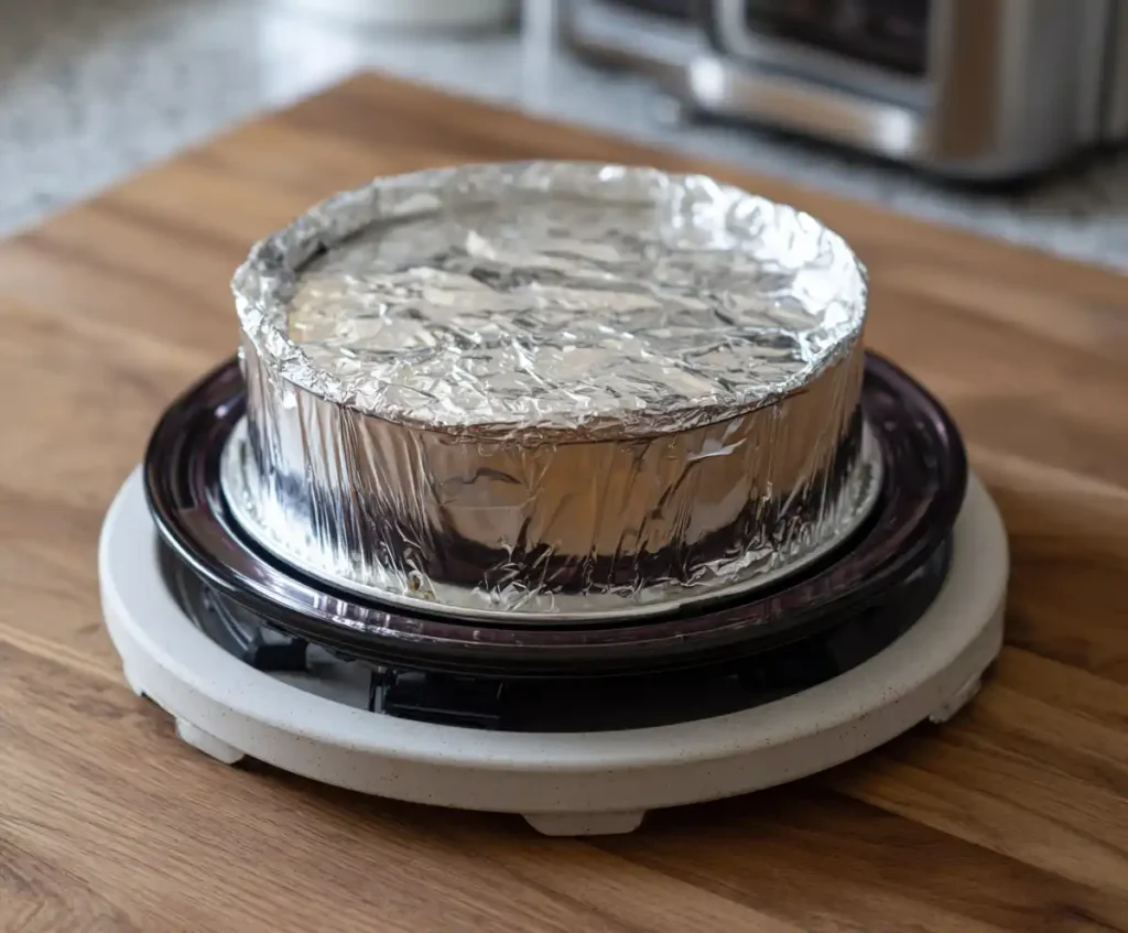 Cheesecake pan on trivet inside Instant Pot before cooking
