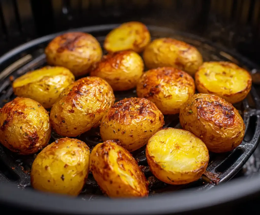 Crispy baked potatoes finished cooking in air fryer