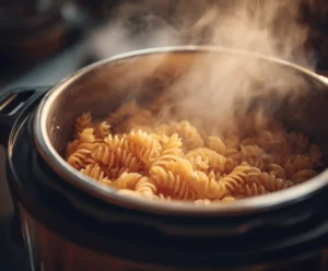 Instant Pot cooking pasta under pressure for Alfredo recipe