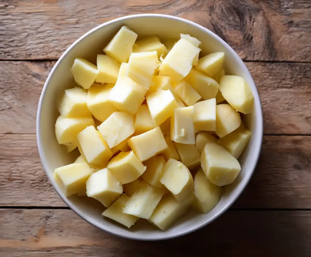 Peeled and cubed potatoes ready for pressure cooker mashed potatoes