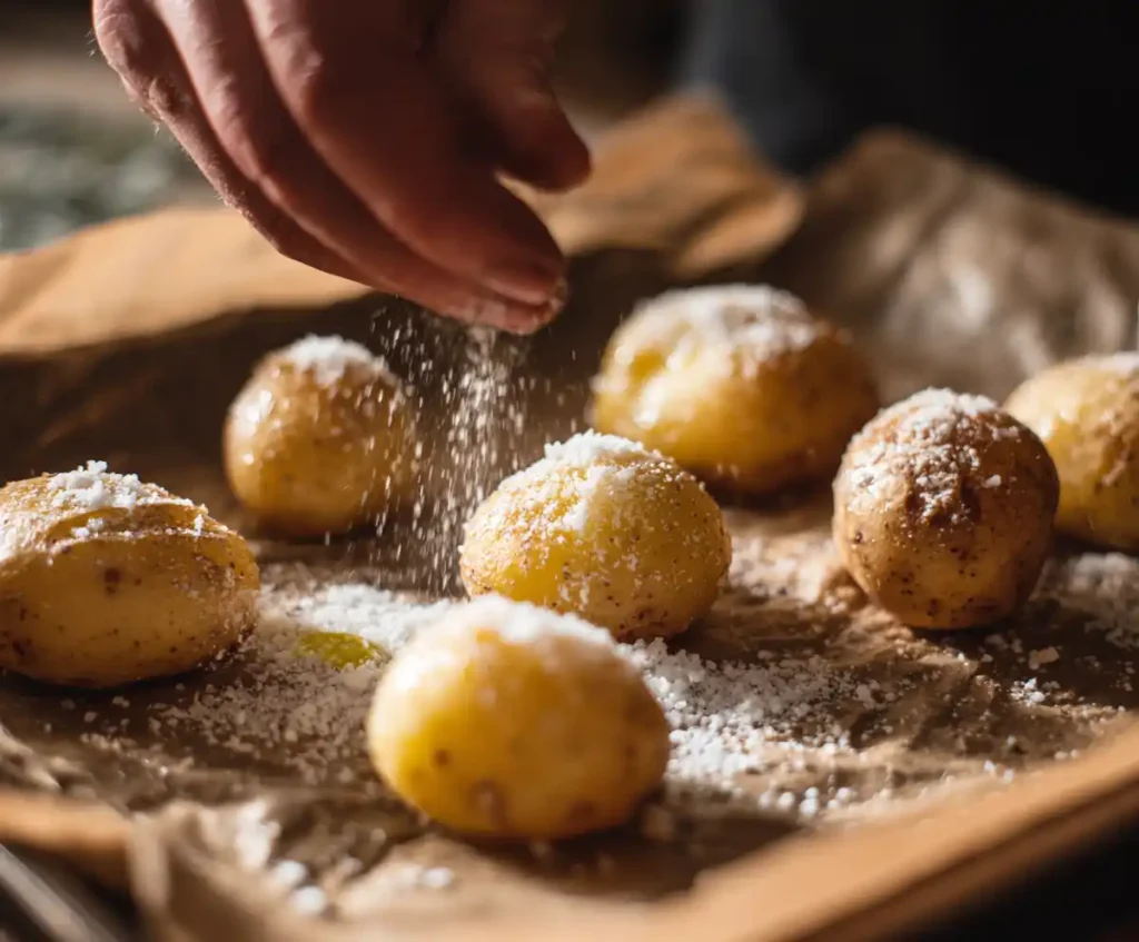 Potatoes coated in olive oil and salt for air fryer baked potatoes