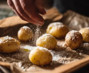 Potatoes coated in olive oil and salt for air fryer baked potatoes
