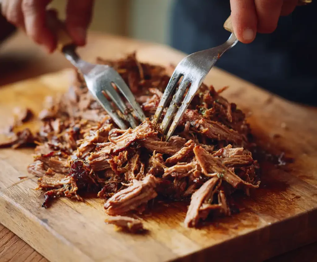 Shredded beef for slow cooker French dip sandwiches