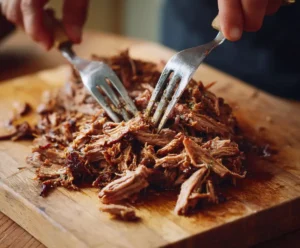 Shredded beef for slow cooker French dip sandwiches