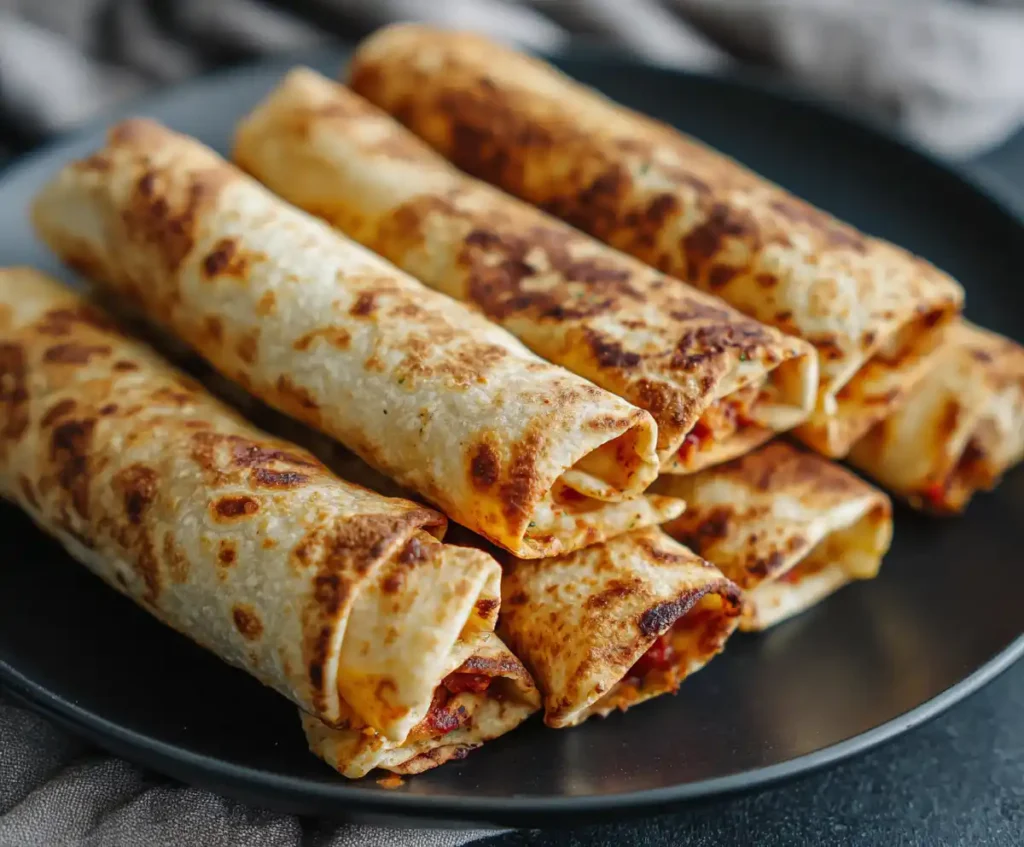Uncooked tortilla pizza rolls ready for the air fryer