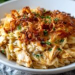 French Onion Chicken Orzo Casserole