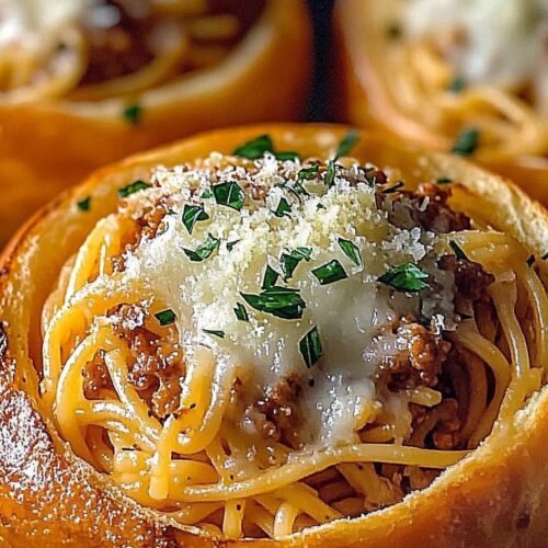 Spaghetti Garlic Bread Bowls