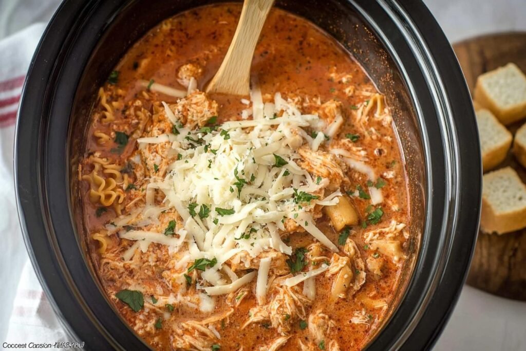 Crockpot Chicken Parmesan Soup