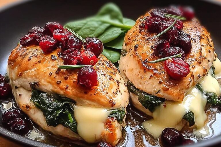 Cranberry & Spinach Stuffed Chicken Breasts with Brie