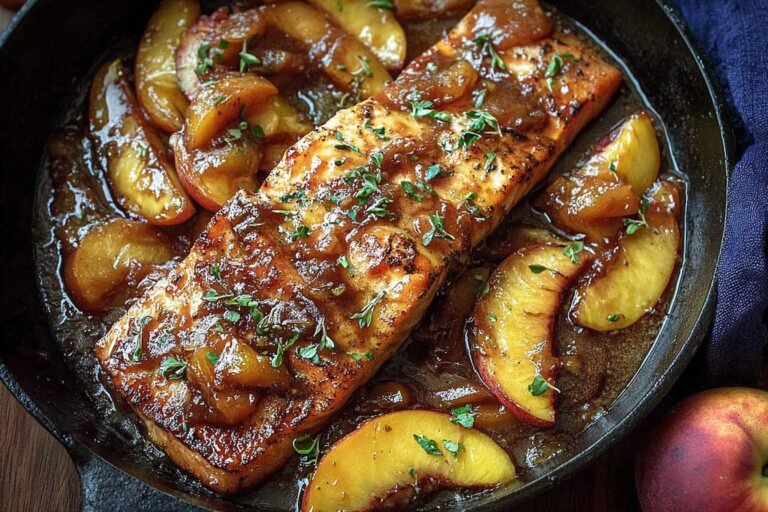 Bourbon Peach Roasted Salmon