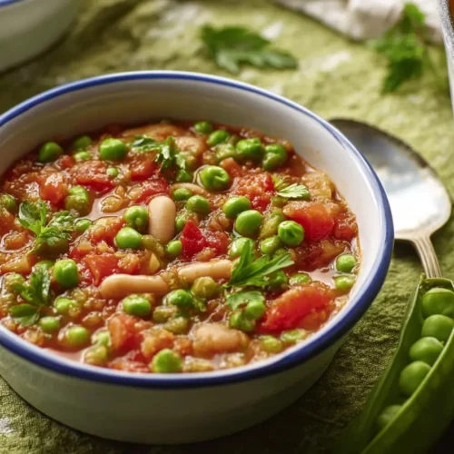 Cannellini bean and pea stew