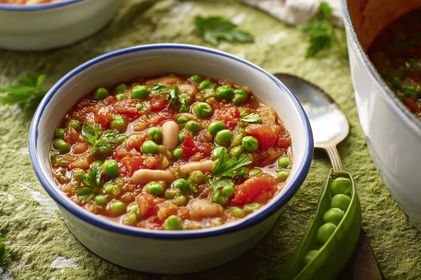 Cannellini bean and pea stew