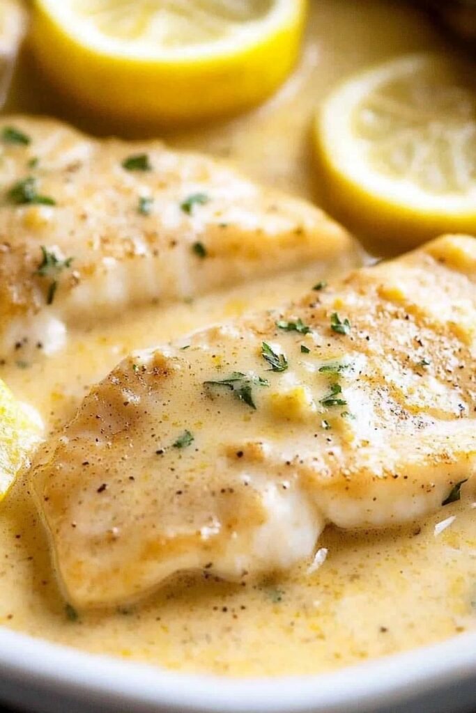 Baked Fish with Lemon Cream Sauce