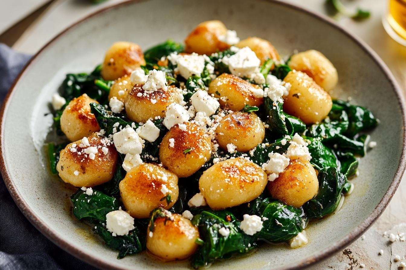 Crispy Gnocchi With Spinach And Feta