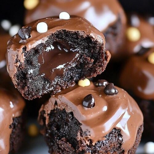 Brownie bites stuffed with Nutella