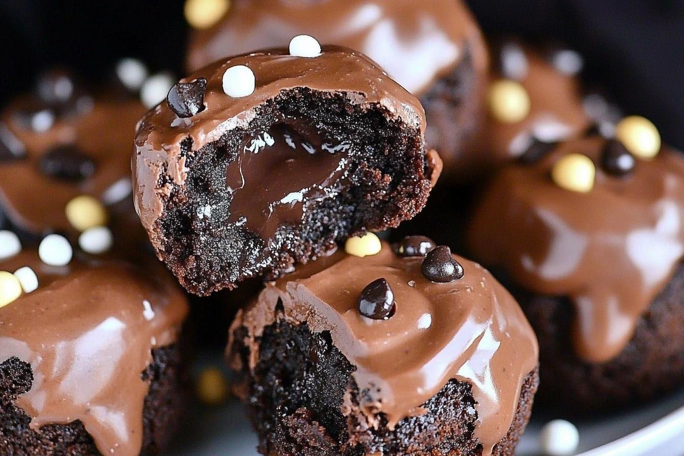 Brownie bites stuffed with Nutella