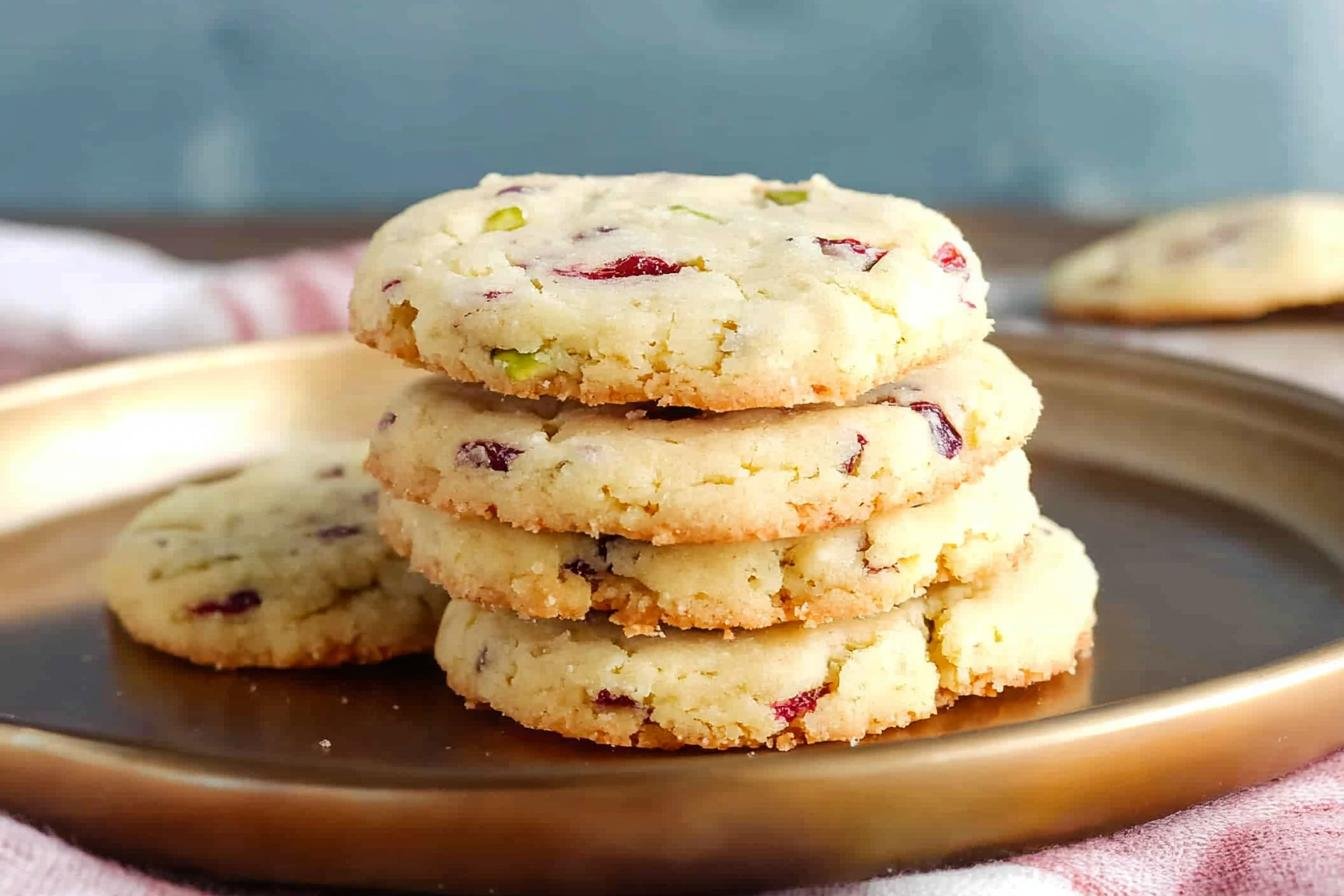 Cranberry Pistachio Shortbread Cookies