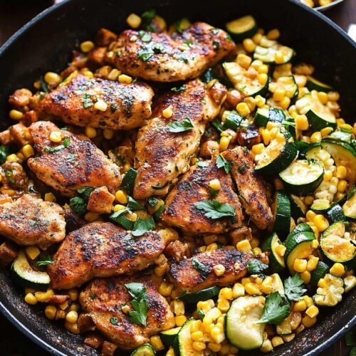 Garlic Butter Chicken with Zucchini and Corn