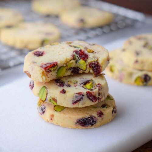 Cranberry Pistachio Shortbread Cookies