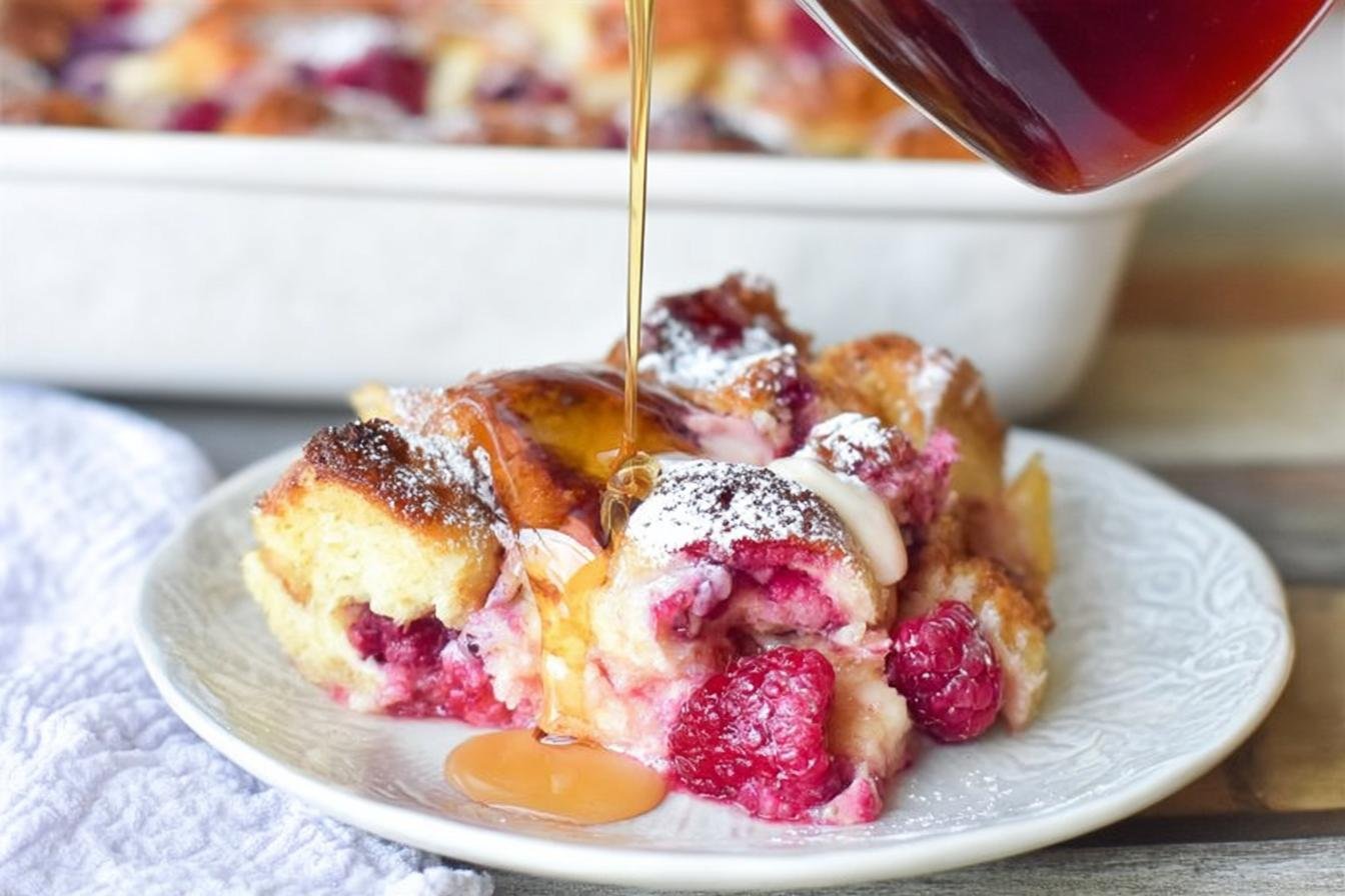 Raspberry Cheesecake French Toast Casserole