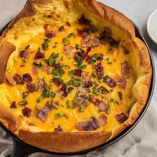 Savory Bacon Dutch Baby with Cheddar Cheese