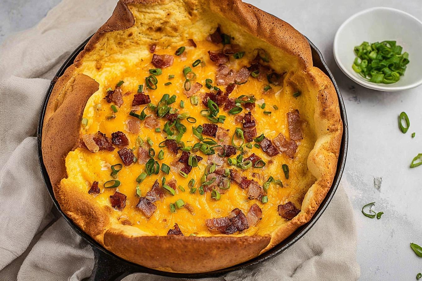 Savory Bacon Dutch Baby with Cheddar Cheese