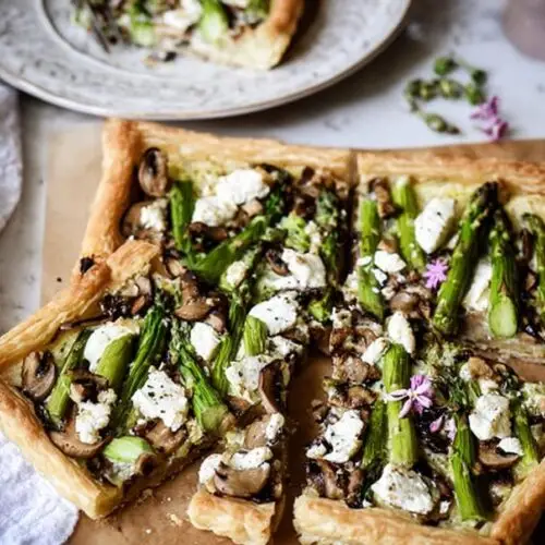 Asparagus Tart with Goat Cheese and Mushrooms