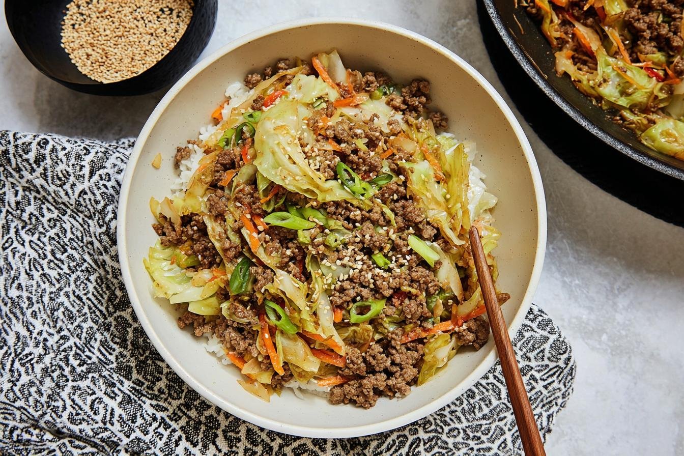 Easy Asian Ground Beef and Cabbage Stir Fry