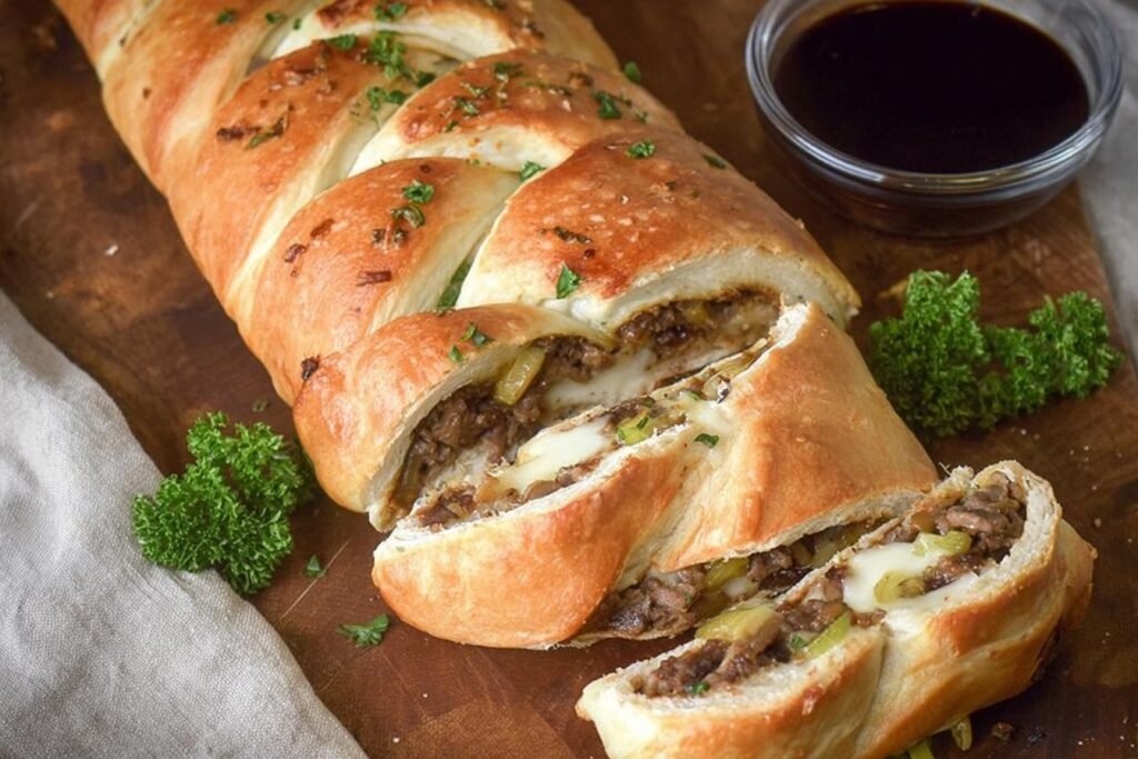 Philly Cheesesteak Braid