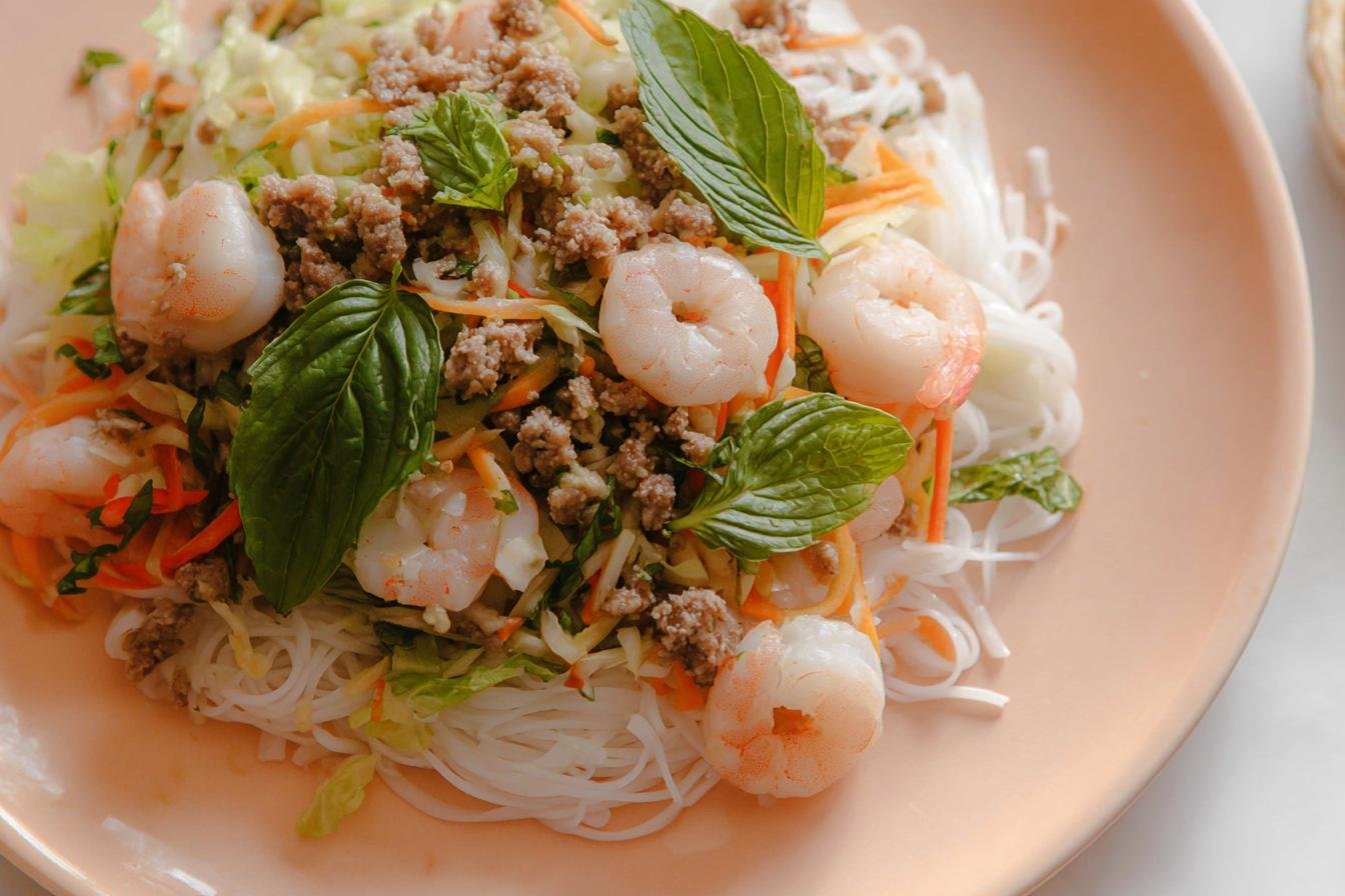 Shrimp Spring Roll Salad Recipe with Ginger Dressing
