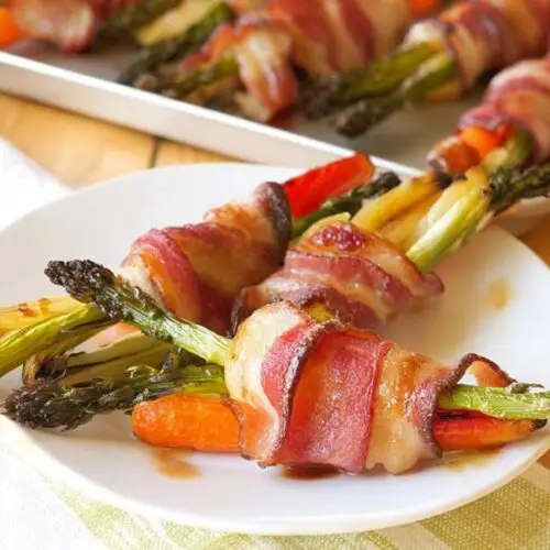 Bacon Wrapped Vegetables with Maple Glaze