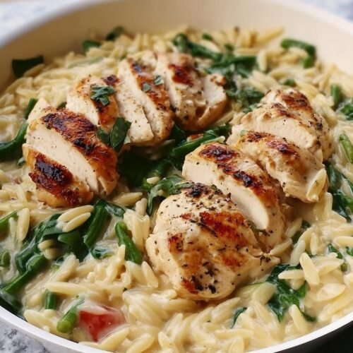 Boursin Orzo with Chicken spring dinner