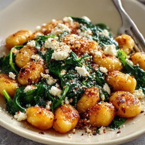 Crispy Gnocchi With Spinach And Feta