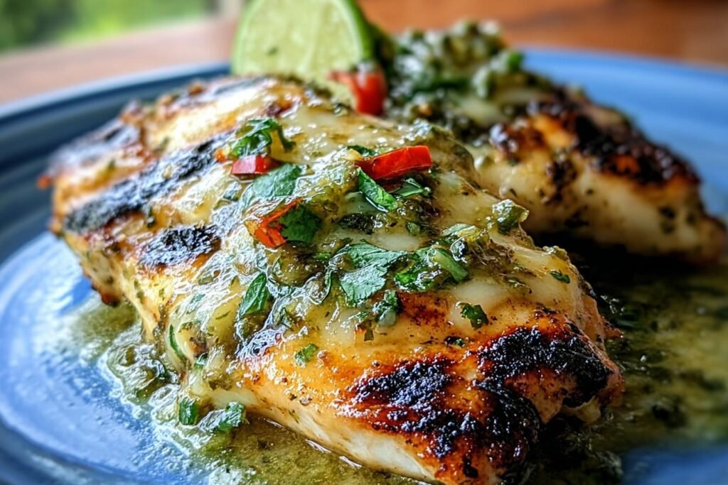 Grilled Salsa Verde Pepper Jack Chicken