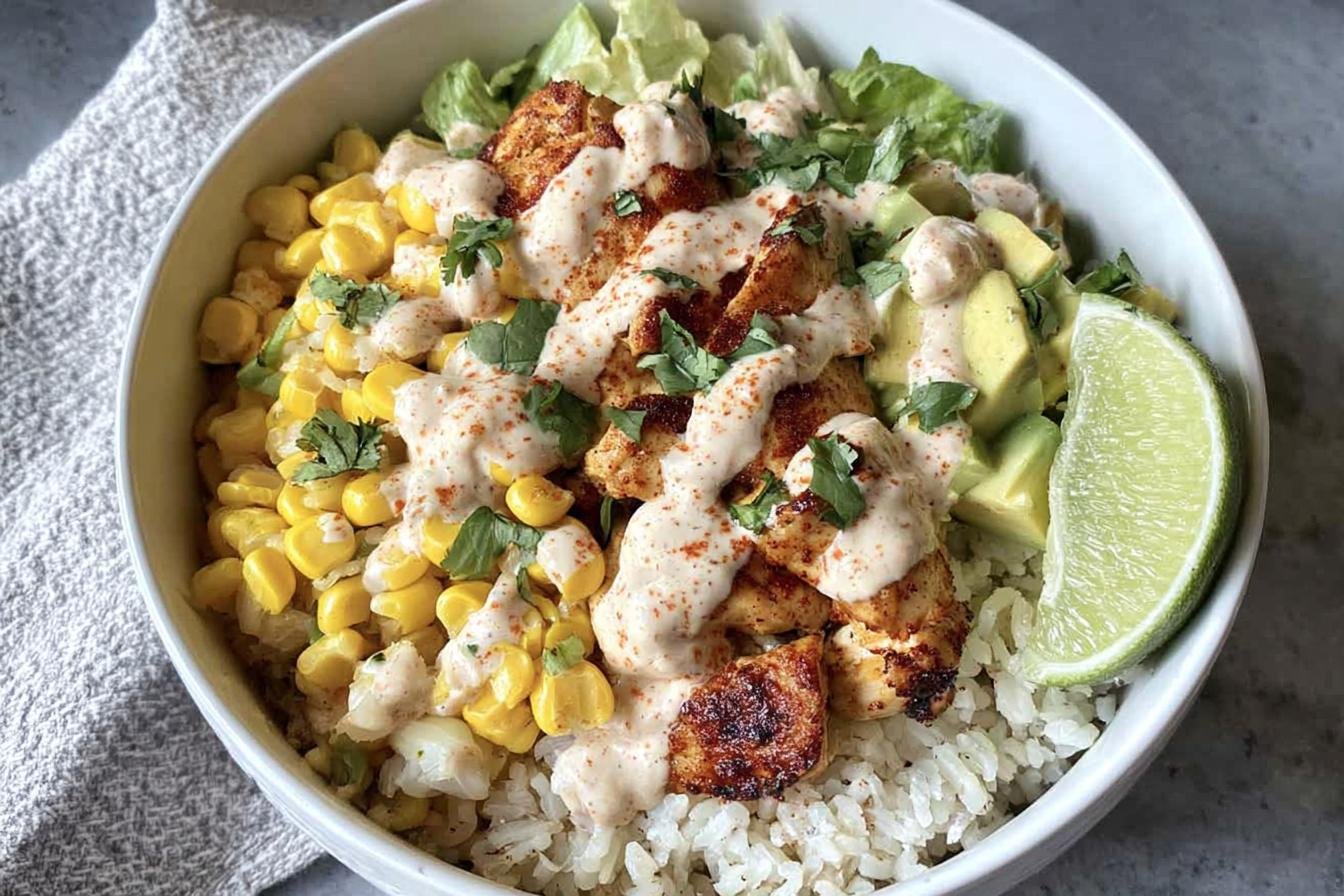 Healthy Street Corn Chicken Rice Bowl