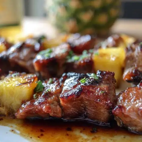 Pineapple BBQ Pork Skewers