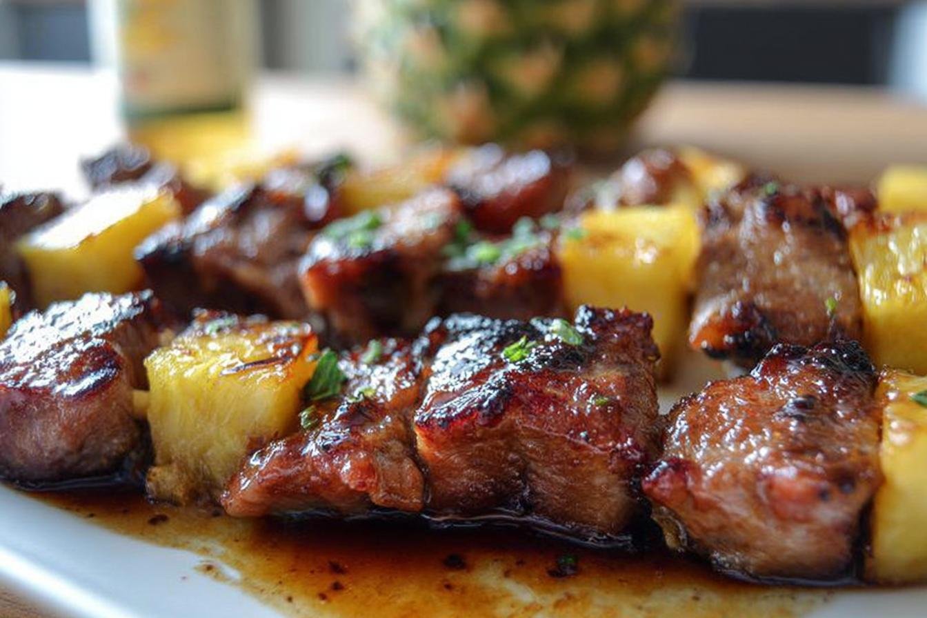 Pineapple BBQ Pork Skewers