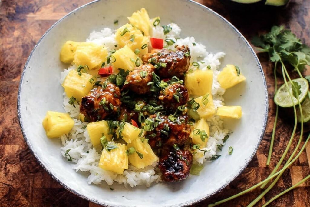 Pineapple Chicken with Coconut Rice.