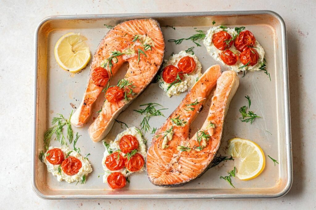 Salmon Steaks with Spicy Whipped Feta