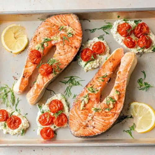 Salmon Steaks with Spicy Whipped Feta