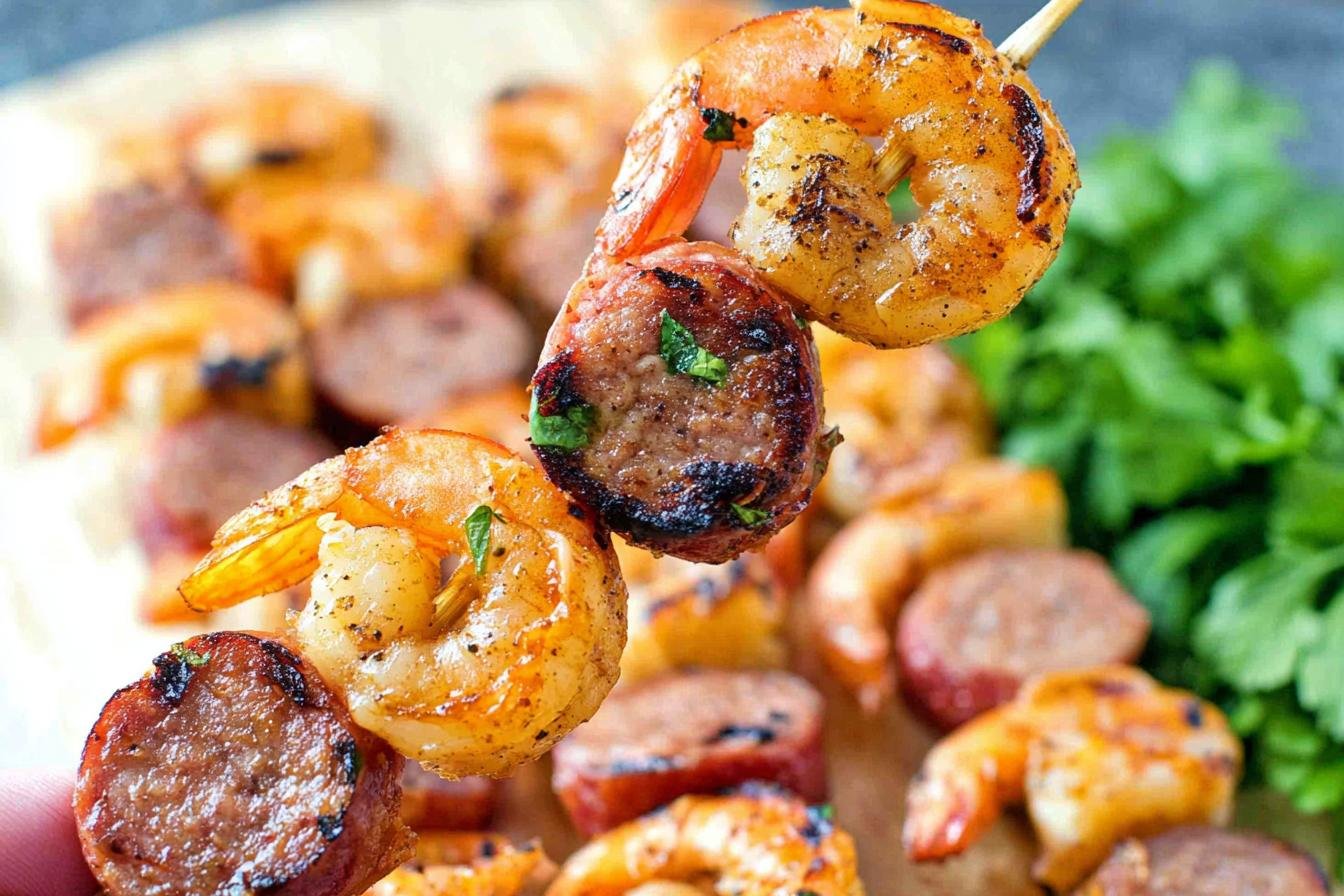Sausage and Grilled Shrimp Kabobs