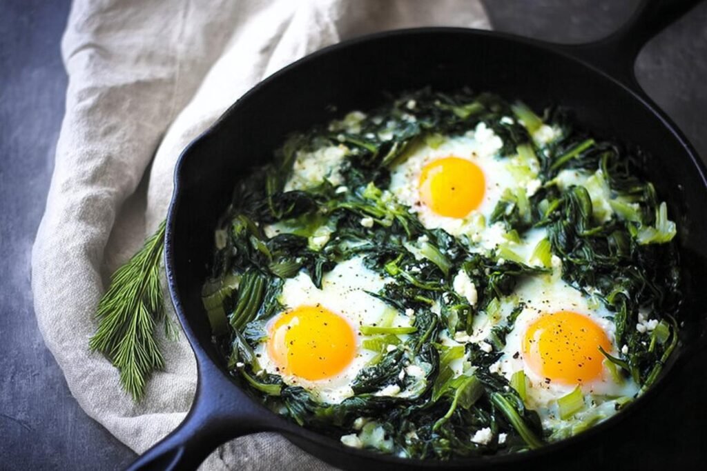 Sauteed Dandelion Greens with Eggs